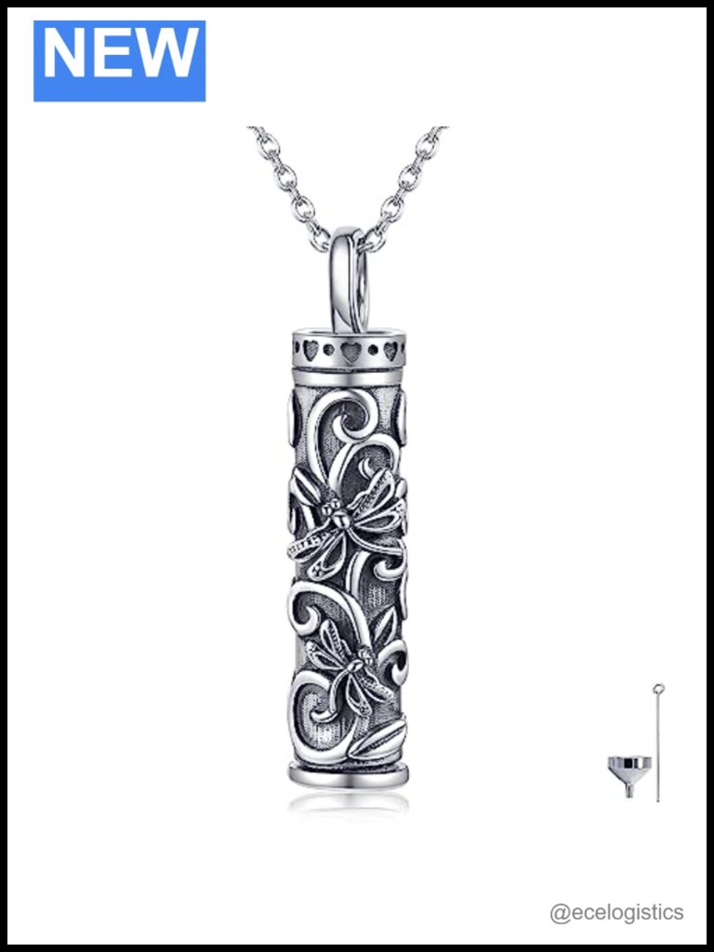 Sterling Silver Dragonfly Urn Necklace Cremation Jewelry Ashes Memorial Pendant